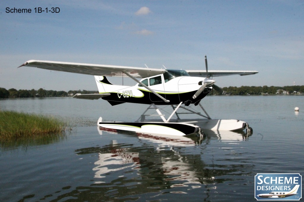 Annotated photo to illustrate Cessna 182P paint scheme design.