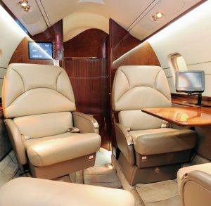 Smart leather interior in this private jet